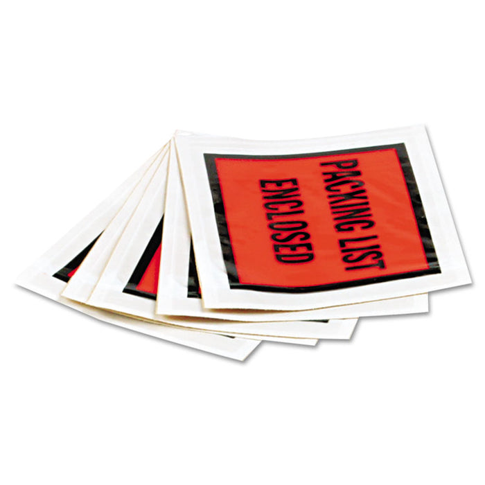 Self-Adhesive Packing List Envelope, 4.5 x 5.5, Orange, 1,000/Carton