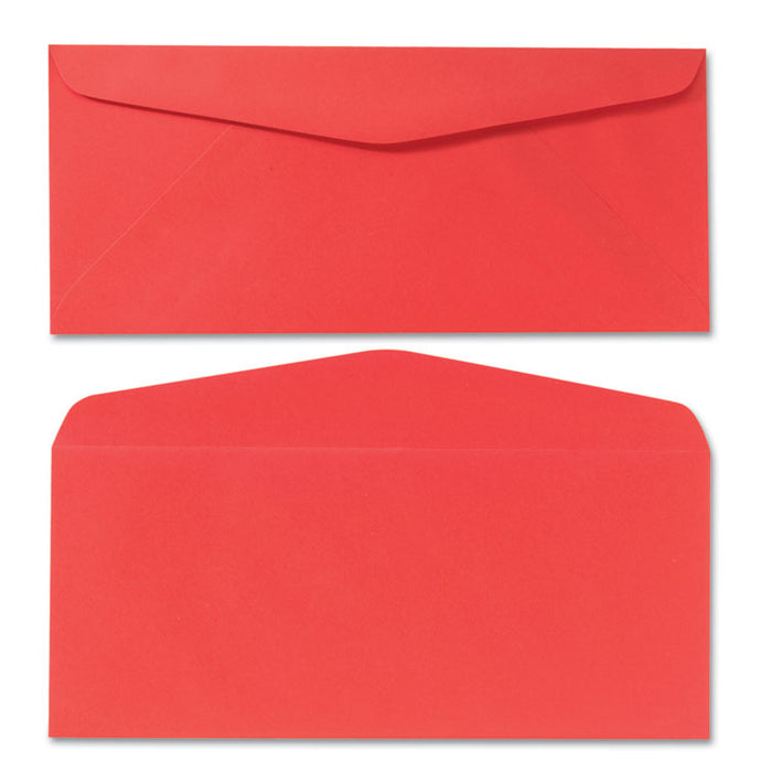 Colored Envelope, #10, Commercial Flap, Gummed Closure, 4.13 x 9.5, Red, 25/Pack