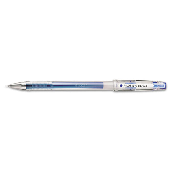 G-TEC-C Ultra Stick Gel Pen, Ultra-Fine 0.4mm, Blue Ink, Clear Barrel, Dozen