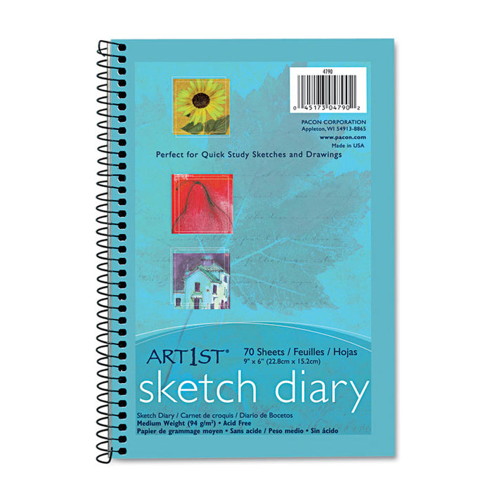 Art1st Sketch Diary, Blue Cover, 9 x 6, 64 lb Text Paper Stock, 70 Sheets