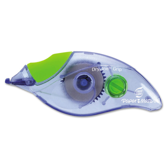 DryLine Grip Correction Tape, Non-Refillable, Gray/Green Applicator, 0.2" x 335"