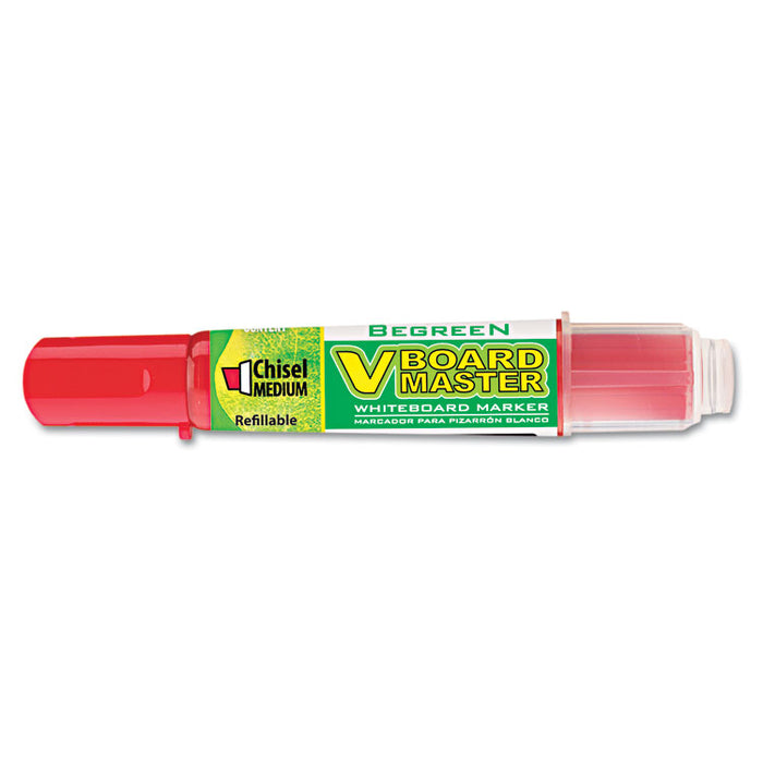 BeGreen V Board Master Dry Erase Marker, Medium Chisel Tip, Red