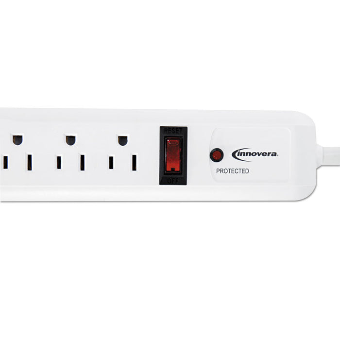 Surge Protector, 6 Outlets, 4 ft Cord, 540 Joules, White