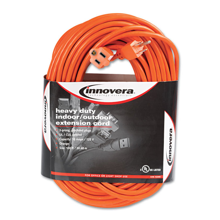 Indoor/Outdoor Extension Cord, 100 ft, 10 A, Orange