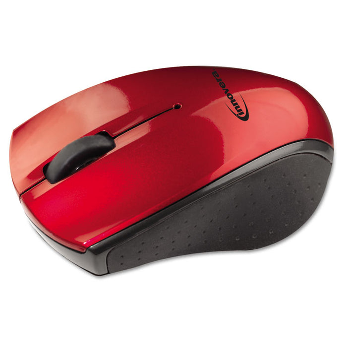 Mini Wireless Optical Mouse, 2.4 GHz Frequency/30 ft Wireless Range, Left/Right Hand Use, Red/Black