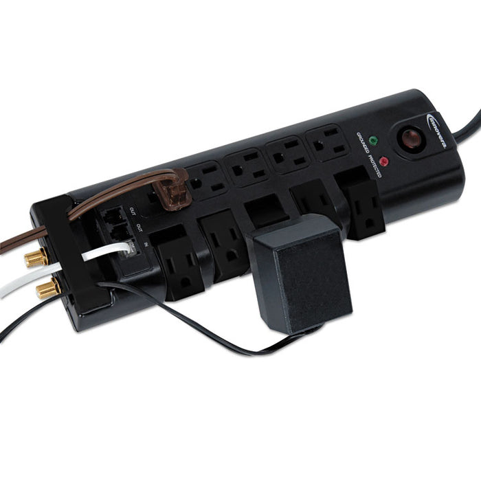 Surge Protector, 10 Outlets, 6 ft Cord, 2880 Joules, Black