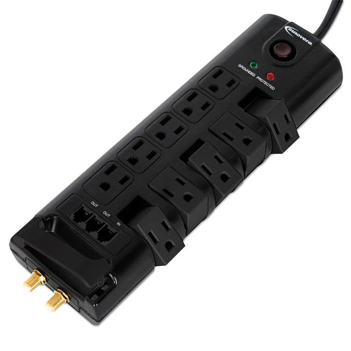 Surge Protector, 10 Outlets, 6 ft Cord, 2880 Joules, Black