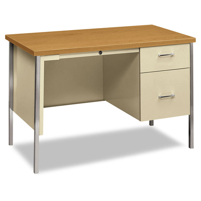 34000 Series Right Pedestal Desk, 45.25w x 24d x 29.5h, Harvest/Putty
