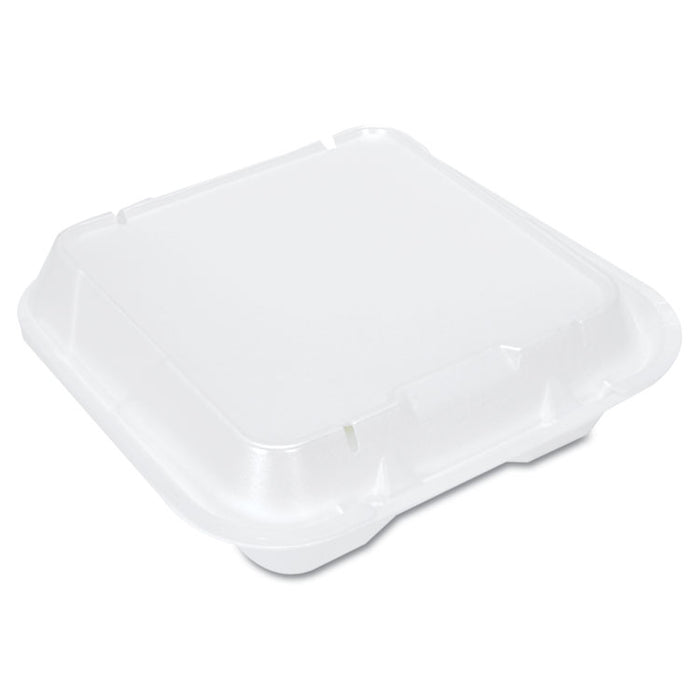 Snap-It Vented Foam Hinged Container, White, 9-1/4 x 9-1/4 x 3, 100/Bag, 2/CT
