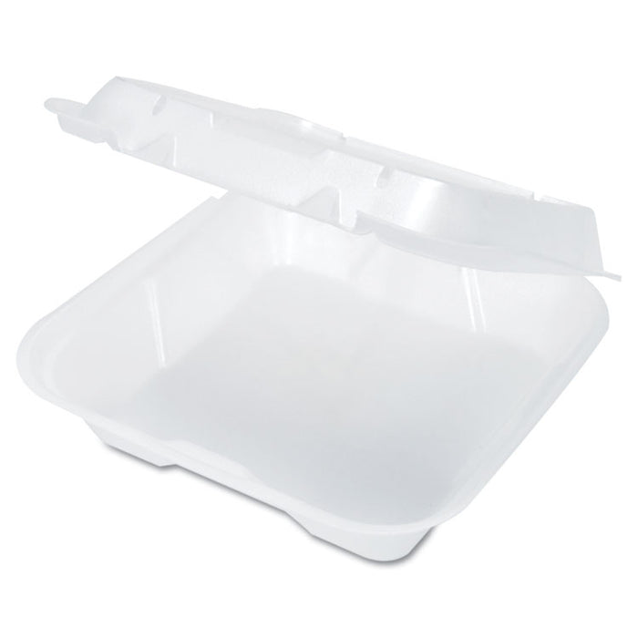 Snap-It Vented Foam Hinged Container, White, 9-1/4 x 9-1/4 x 3, 100/Bag, 2/CT
