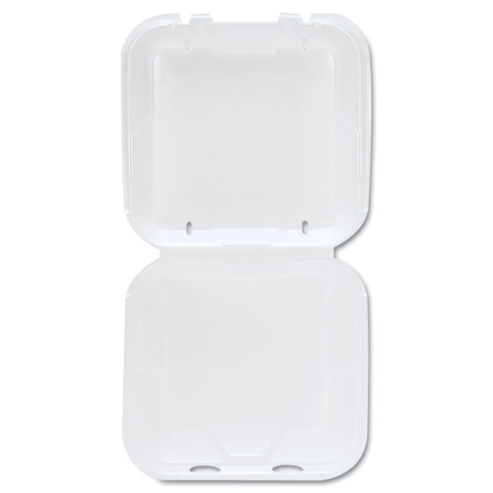 Snap-It Vented Foam Hinged Container, White, 9-1/4 x 9-1/4 x 3, 100/Bag, 2/CT