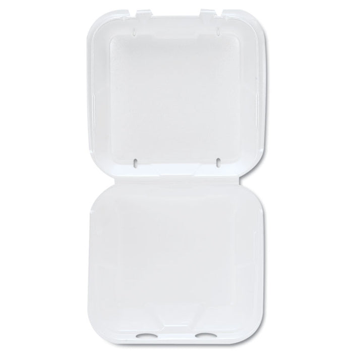 Snap-It Vented Foam Hinged Container, White, 8-1/4 x 8 x 3, 100/Bag, 2 Bags/CT