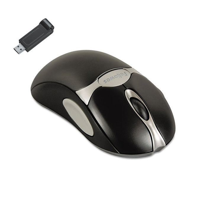 Microban Cordless Five-Button Optical Mouse, 2.4 GHz Frequency/19 ft Wireless Range, Left/Right Hand Use, Black/Silver