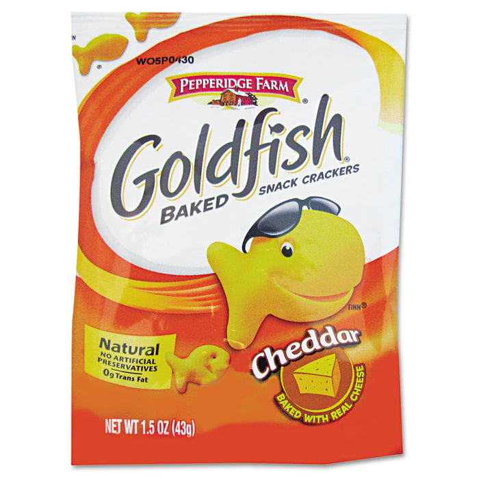 Goldfish Crackers, Cheddar, Single-Serve Snack, 1.5oz Bag, 72/Carton