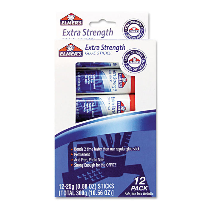 Extra-Strength Office Glue Stick, 0.88 oz, Dries Clear, 12/Pack
