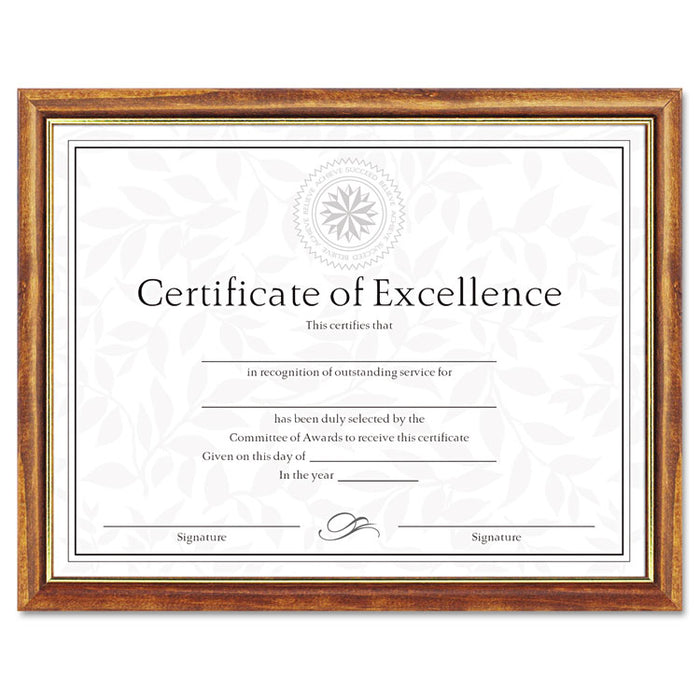 Two-Tone Document/Diploma Frame, Wood, 8 1/2 x 11, Maple w/Gold Leaf Trim