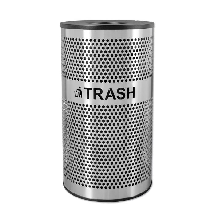 Stainless Steel Trash Receptacle, 33 gal, Stainless Steel