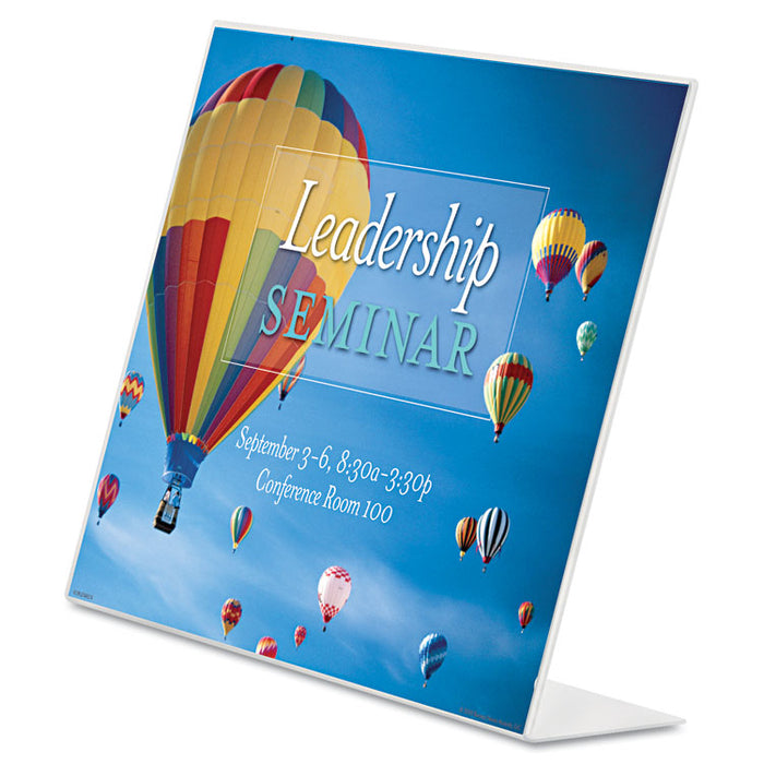 Slanted Sign Holder, Horizontal, 11 x 8.5, Clear