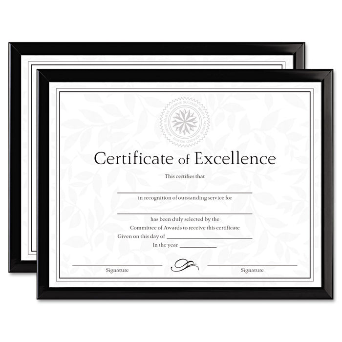 Value U-Channel Document Frames w/Certificates, 8 1/2 x 11, Black, 2/Pack