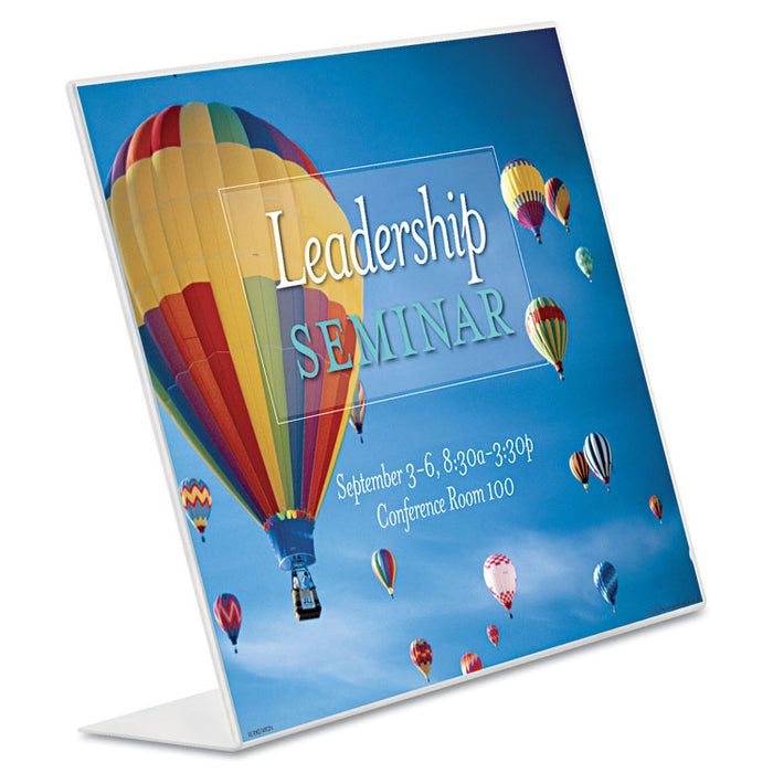 Slanted Sign Holder, Horizontal, 11 x 8.5, Clear