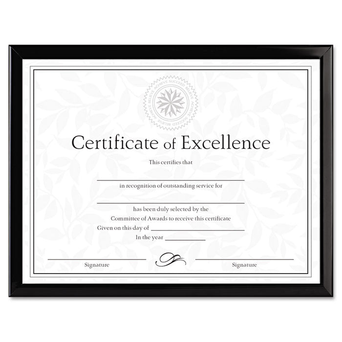 Value U-Channel Document Frame w/Certificates, 8 1/2 x 11, Black