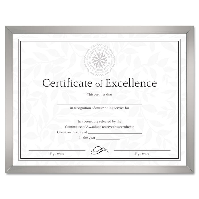 Value U-Channel Document Frame w/Certificates, 8 1/2 x 11, Silver