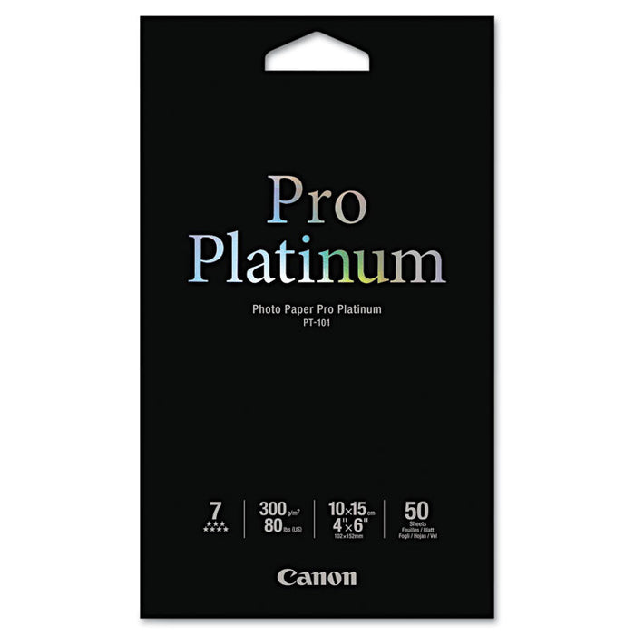Photo Paper Pro Platinum, 11.8 mil, 4 x 6, High-Gloss White, 50/Pack