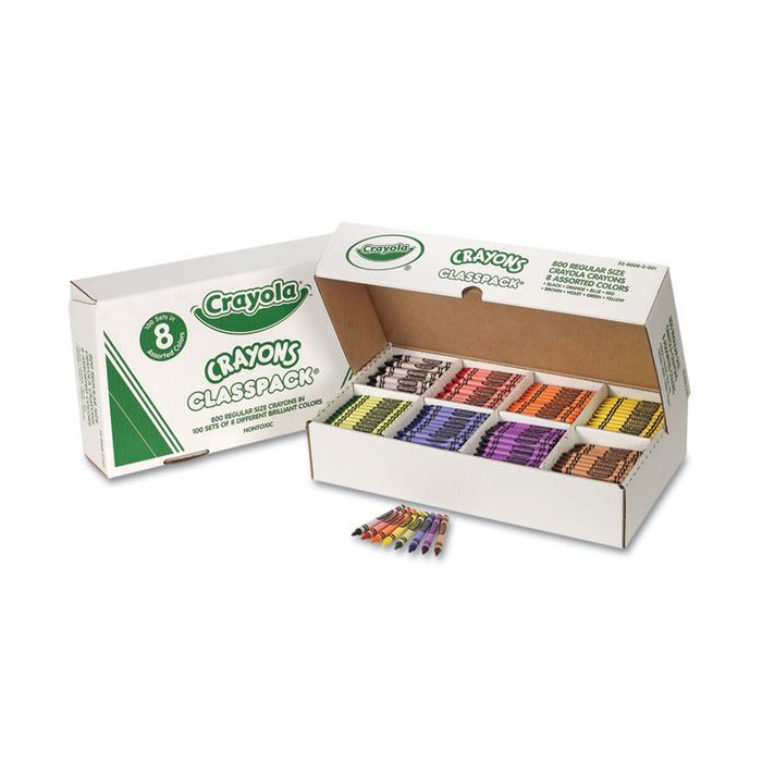 Classpack Regular Crayons, 8 Colors, 800/Box
