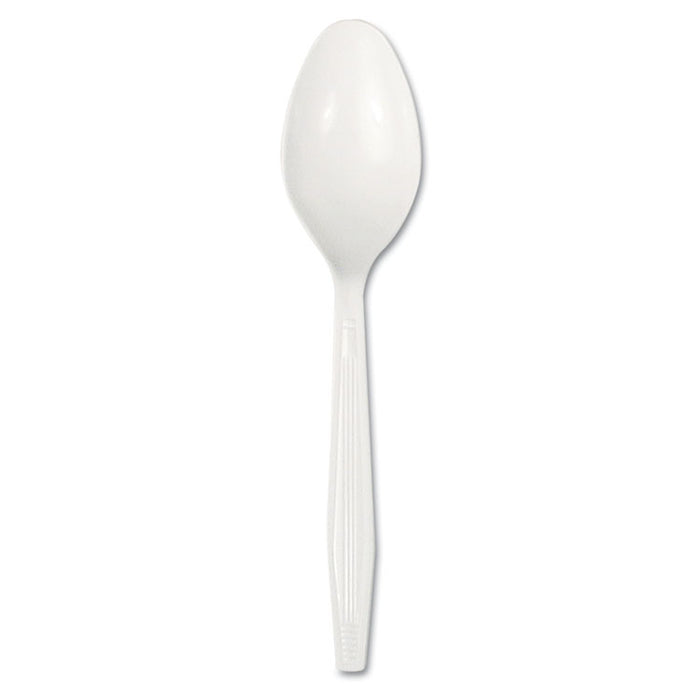 Mediumweight Polystyrene Cutlery, Teaspoon, White, 100/Box