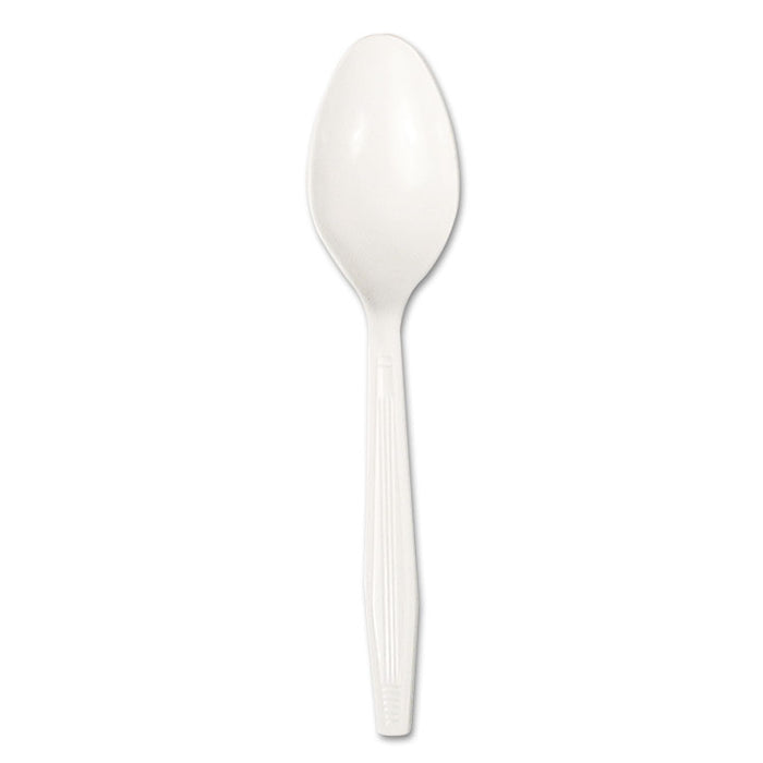 Heavyweight Polystyrene Cutlery, Teaspoon, White, 1000/Carton