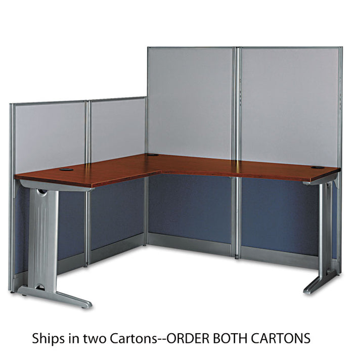 Office in an Hour Collection L- Workstation, 64.5" x 64.5" x 33", Hansen Cherry, (Box 1 of 2)