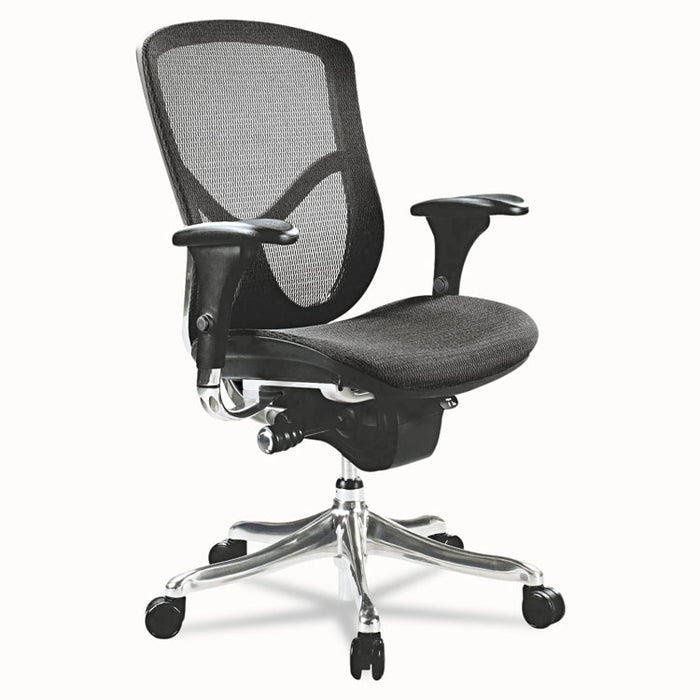 Alera EQ Series Ergonomic Multifunction Mid-Back Mesh Chair, Supports Up to 250 lb, Black Seat/Back, Aluminum Base