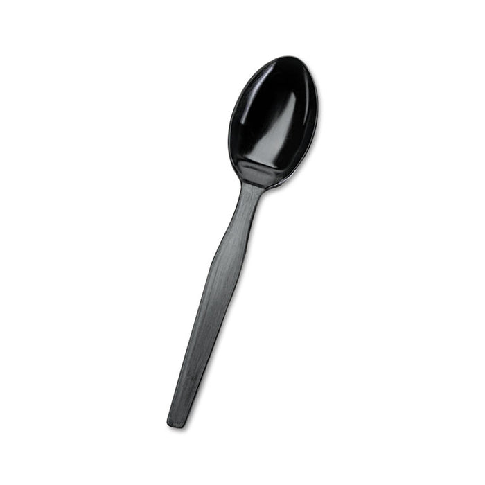 SmartStock Plastic Cutlery Refill, Spoons, 6", Series-O Mediumweight, Black, 40/Pack, 24 Packs/Carton
