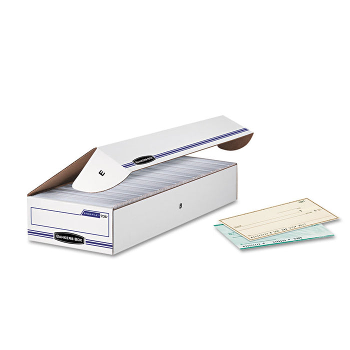 STOR/FILE Check Boxes, 9.25" x 25" x 4.13", White/Blue, 12/Carton