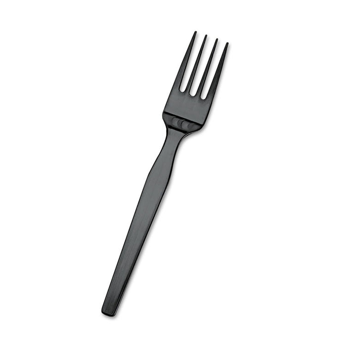 SmartStock Plastic Cutlery Refill, Forks, 6.5", Series-O Mediumweight, Black, 40/Pack, 24 Packs/Carton