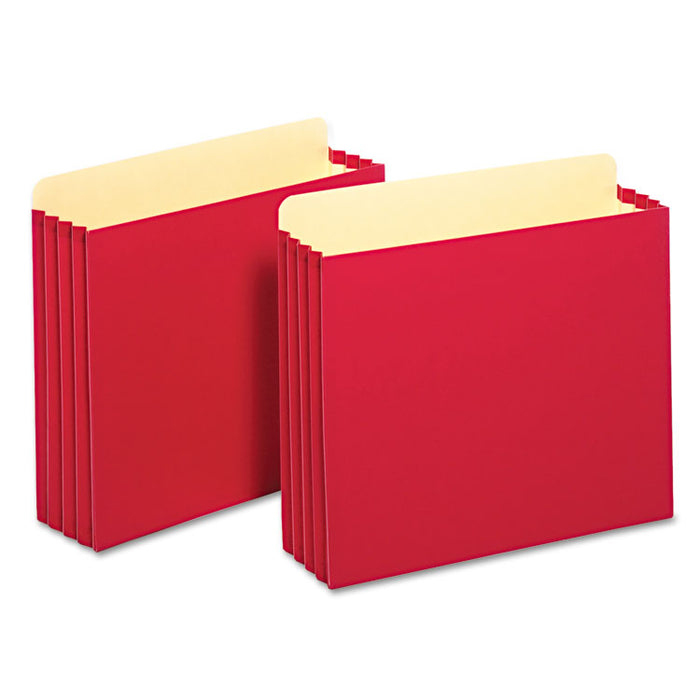 File Cabinet Pockets, 3.5" Expansion, Letter Size, Red, 10/Box