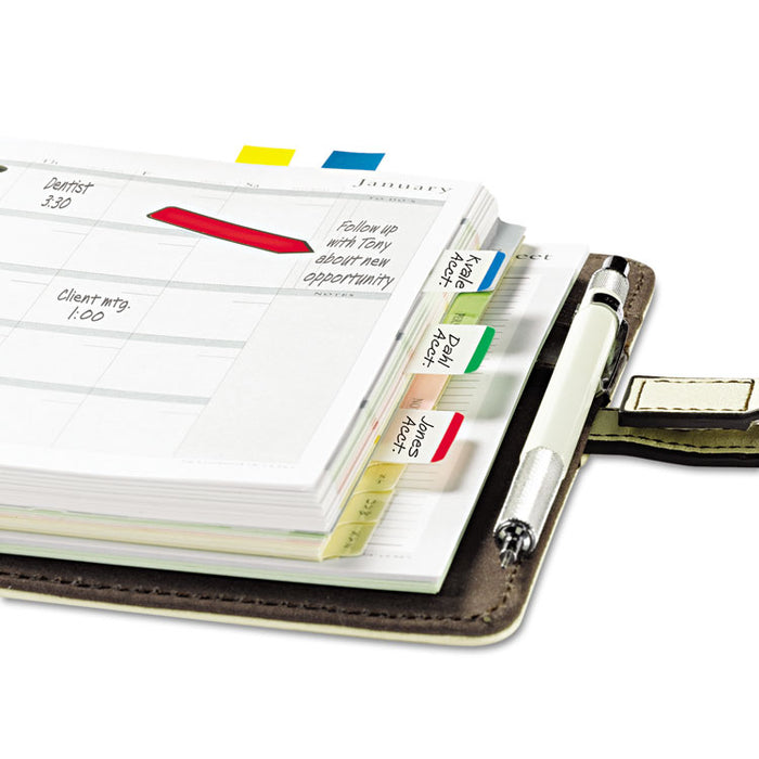 1" Tabs, 1/5-Cut Tabs, Lined, Assorted Primary Colors, 1" Wide, 66/Pack