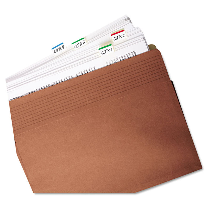 1" Tabs, 1/5-Cut Tabs, Lined, Assorted Primary Colors, 1" Wide, 66/Pack