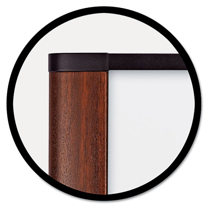 Melamine Dry Erase Board, 48 x 36, Mahogany Frame