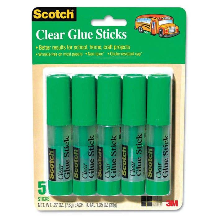 Wrinkle-Free Photo-Safe Glue Stick, 0.27 oz, Dries Clear, 5/Pack