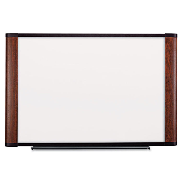 Melamine Dry Erase Board, 72 x 48, Mahogany Frame
