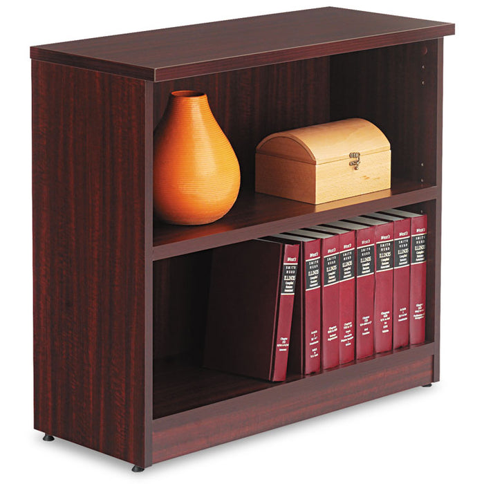 Alera Valencia Series Bookcase, Two-Shelf, 31.75w x 14d x 29.5h, Mahogany