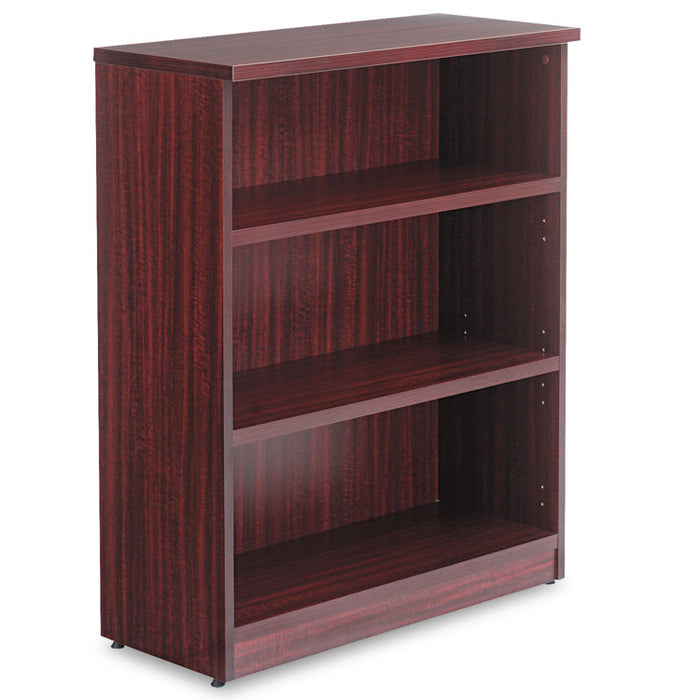 Alera Valencia Series Bookcase, Three-Shelf, 31 3/4w x 14d x 39 3/8h, Mahogany
