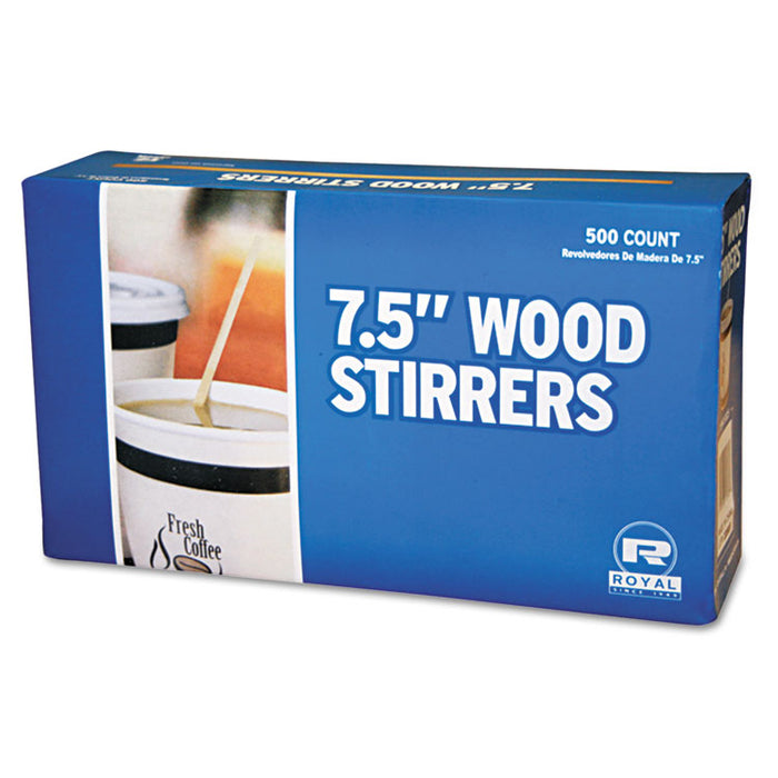 Wood Coffee Stirrers, 7 1/2" Long, Woodgrain, 500 Stirrers/Box, 500/Box