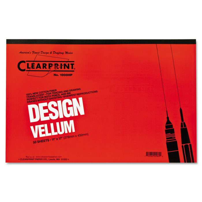 Design Vellum Paper, 16 lb Bristol Weight, 11 x 17, Translucent White, 50/Pad
