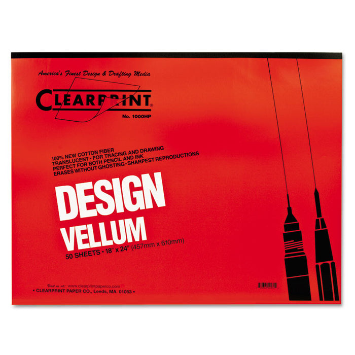 Design Vellum Paper, 16 lb Bristol Weight, 18 x 24, Translucent White, 50/Pad