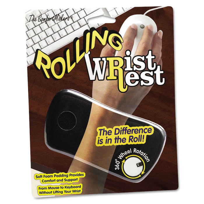 Rolling Wrist Rest, 5 x 2 1/2 x 5/8, Black