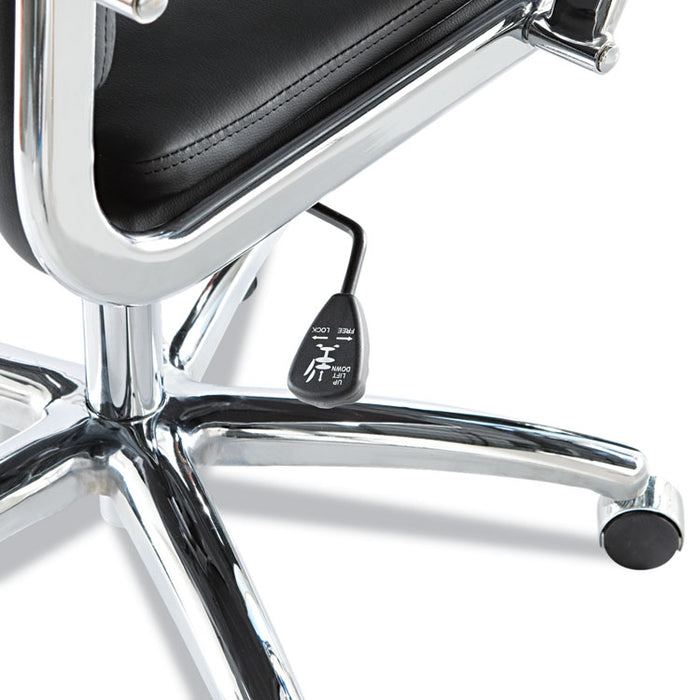 Alera Neratoli High-Back Slim Profile Chair, Faux Leather, 275 lb Cap, 17.32" to 21.25" Seat Height, Black Seat/Back, Chrome