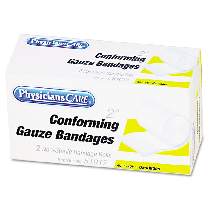 First Aid Conforming Gauze Bandage, 2" wide, 2 Rolls/Box
