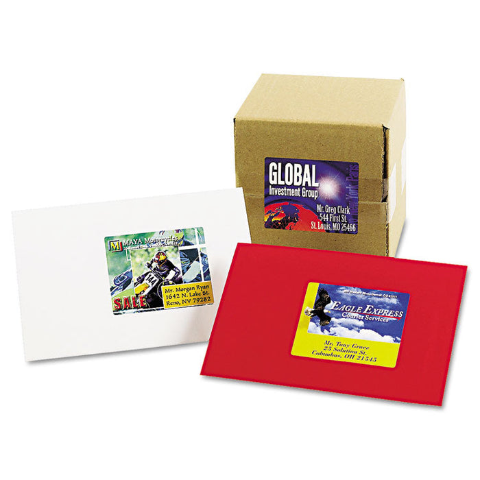 Vibrant Laser Color-Print Labels w/ Sure Feed, 3 x 3 3/4, White, 150/PK